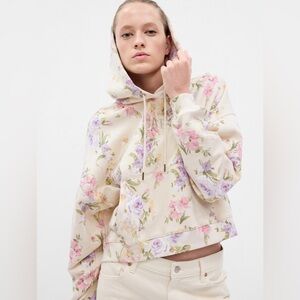 GAP X LOVESHACKFANCY FLORAL CROPPED HOODIE SIZE M